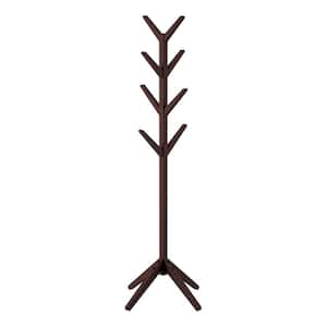 Espresso Brown 8-Hook Modern Freestanding Wooden Coat Tree