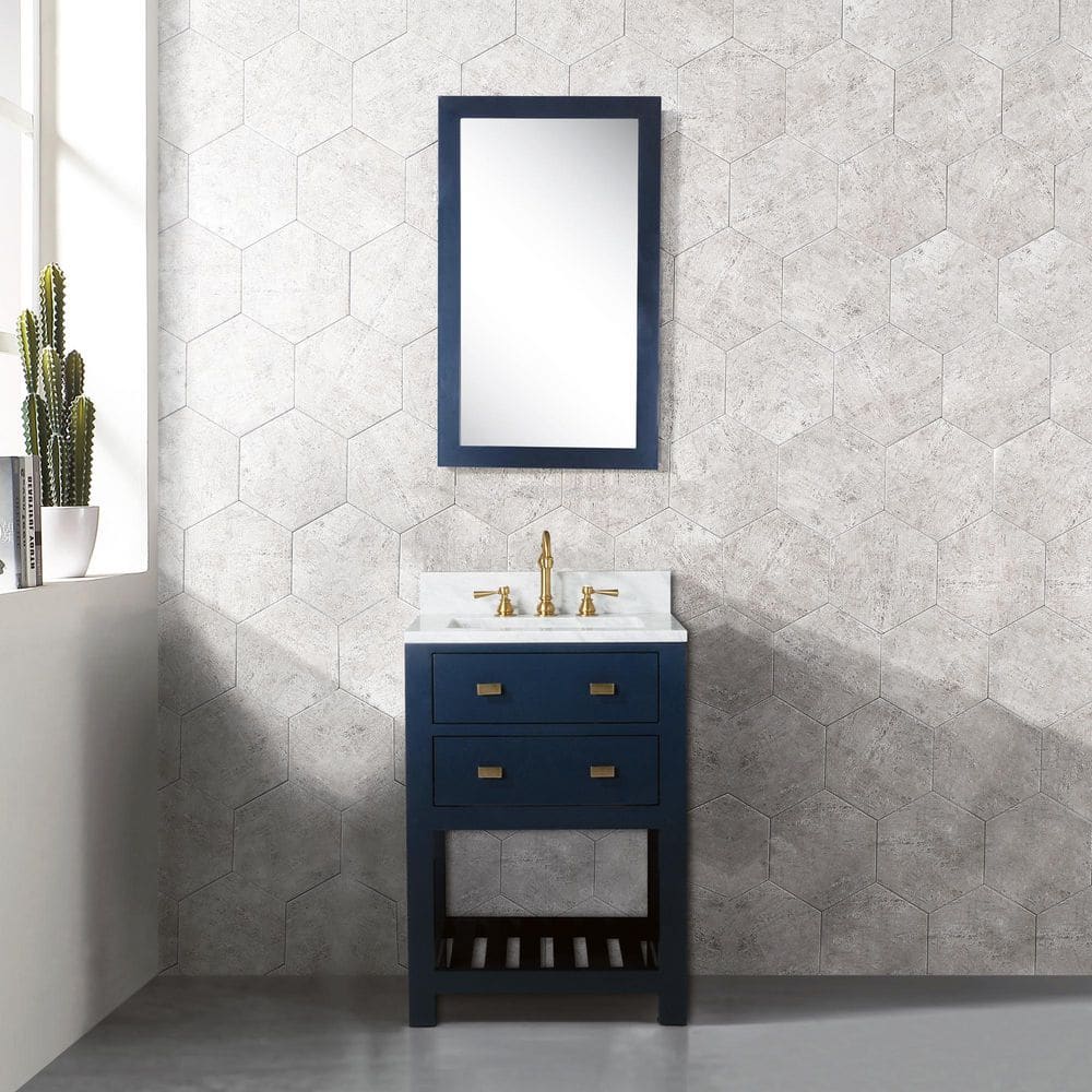 Madalyn 24 in. Vanity in Monarch Blue with Carrara White Marble Top with White Basin and Mirror price history on PriceWatchPro