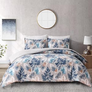 2-Piece Blue All Season Bedding Twin Size Comforter Set, Ultra Soft Polyester Elegant Bedding Comforters