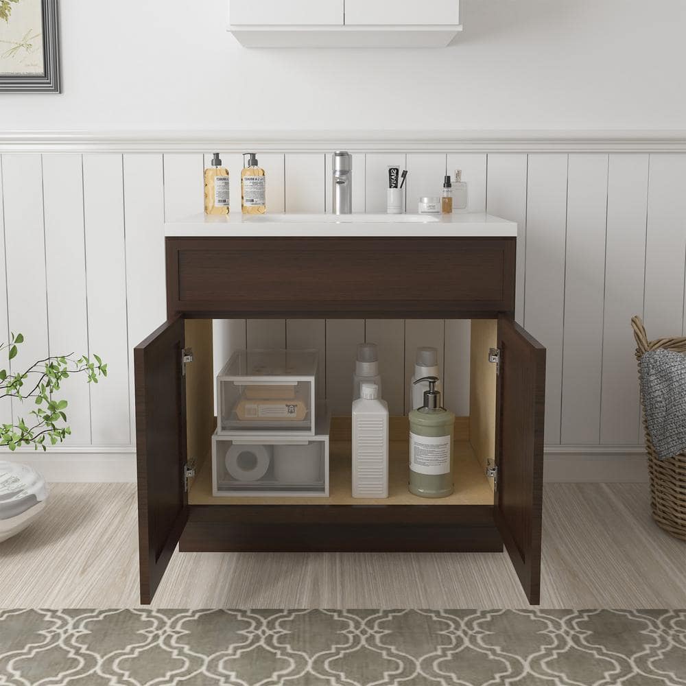 36" Brown Birch Plywood Freestanding Single Base Cabinet