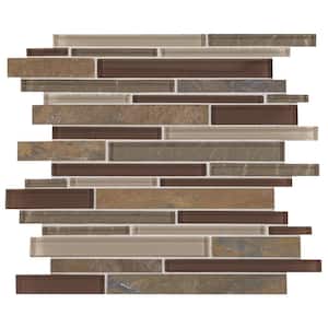 Stone Decor Rustic Slate 12 in. x 14 in. x 8 mm Stone and Glass Random Linear Mosaic Wall Tile (0.95 sq. ft./Each)