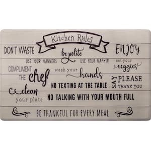 Cozy Living Kitchen Rules Beige 17.5 in. x 30 in. Anti Fatigue Kitchen Mat