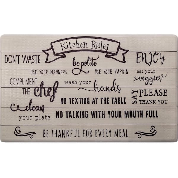 Home Dynamix Cozy Living Kitchen Rules Beige 20 in. x 36 in. Anti Fatigue Kitchen Mat
