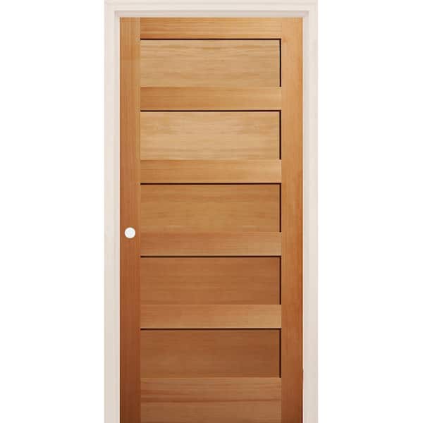 Builders Choice 24 in. x 80 in. Right-Handed 5-Panel Shaker Unfinished Fir Wood Single Prehung Interior Door