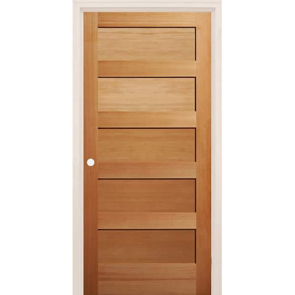 Builders Choice 36 in. x 80 in. 5 Panel Shaker Right-Handed Unfinished Fir Single Prehung Interior Door
