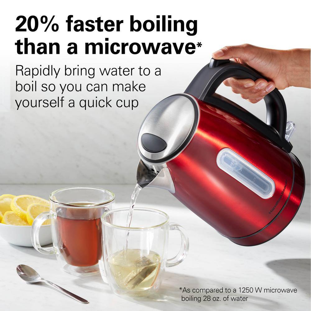 Red Stainless Steel Electric Kettle with LED Light Ring