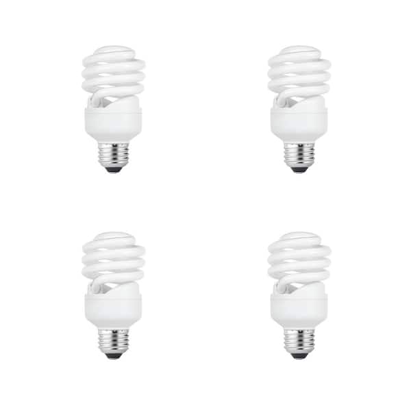 Unbranded 75-Watt Equivalent A19 Spiral Non-Dimmable E26 Medium Base CFL Compact Fluorescent Light Bulb, Daylight 5000K (4-Pack)