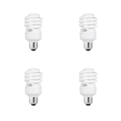 75-Watt Equivalent A19 Spiral Non-Dimmable E26 Medium Base CFL Compact Fluorescent Light Bulb, Soft White 2700K (4-Pack)