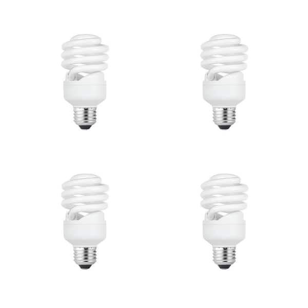 75-Watt Equivalent A19 Spiral Non-Dimmable E26 Medium Base CFL Compact Fluorescent Light Bulb, Daylight 5000K (4-Pack)