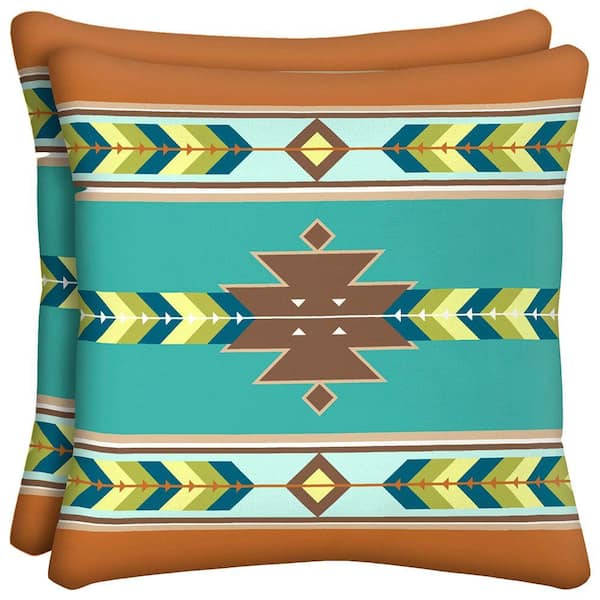 Hampton Bay Pueblo Horizontal Stripe Outdoor Throw Pillow (2-Pack)