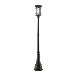 Jordan 109.5 in. 1-Light Oil Bronze Aluminum Hardwired Outdoor Weather Resistant Post Light Set with No Bulb included
