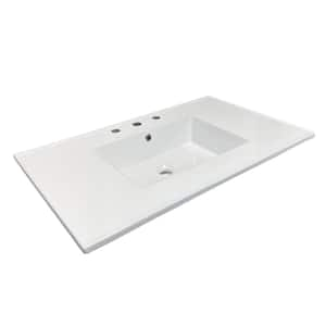 37 in. Drop-in Vitreous China Bathroom Sink Top in White with 3-Faucet Holes