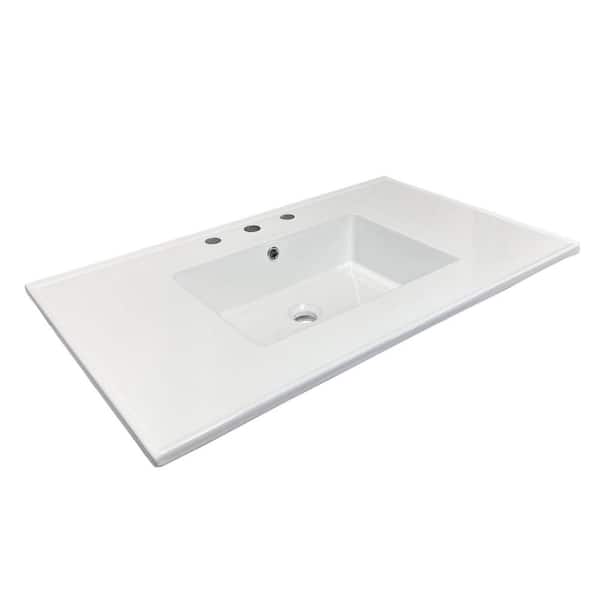 Avanity Loft 37-in White Vitreous China Bathroom Vanity Top Avanity Loft 37-in White Vitreous China Bathroom Vanity Top