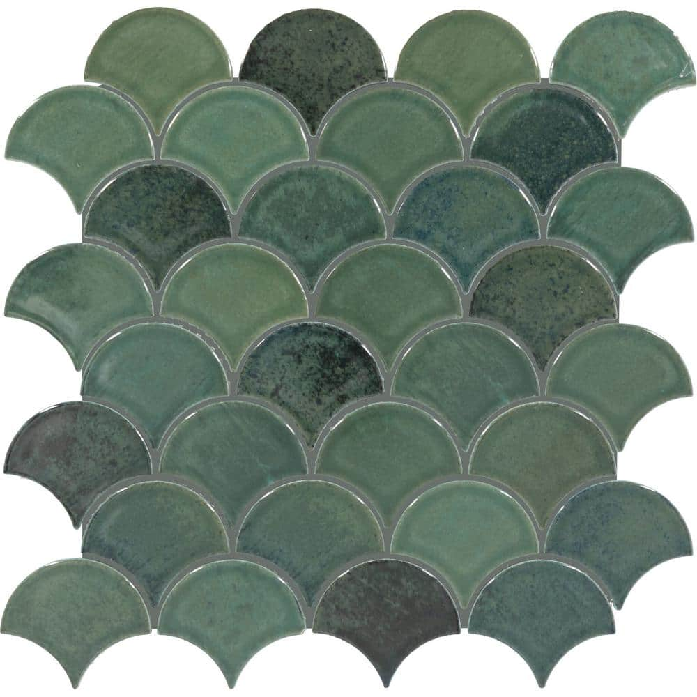 Daltile Miramo Reef 13 in. x 13 in. Glazed Ceramic Fan Mosaic Tile (10. ...