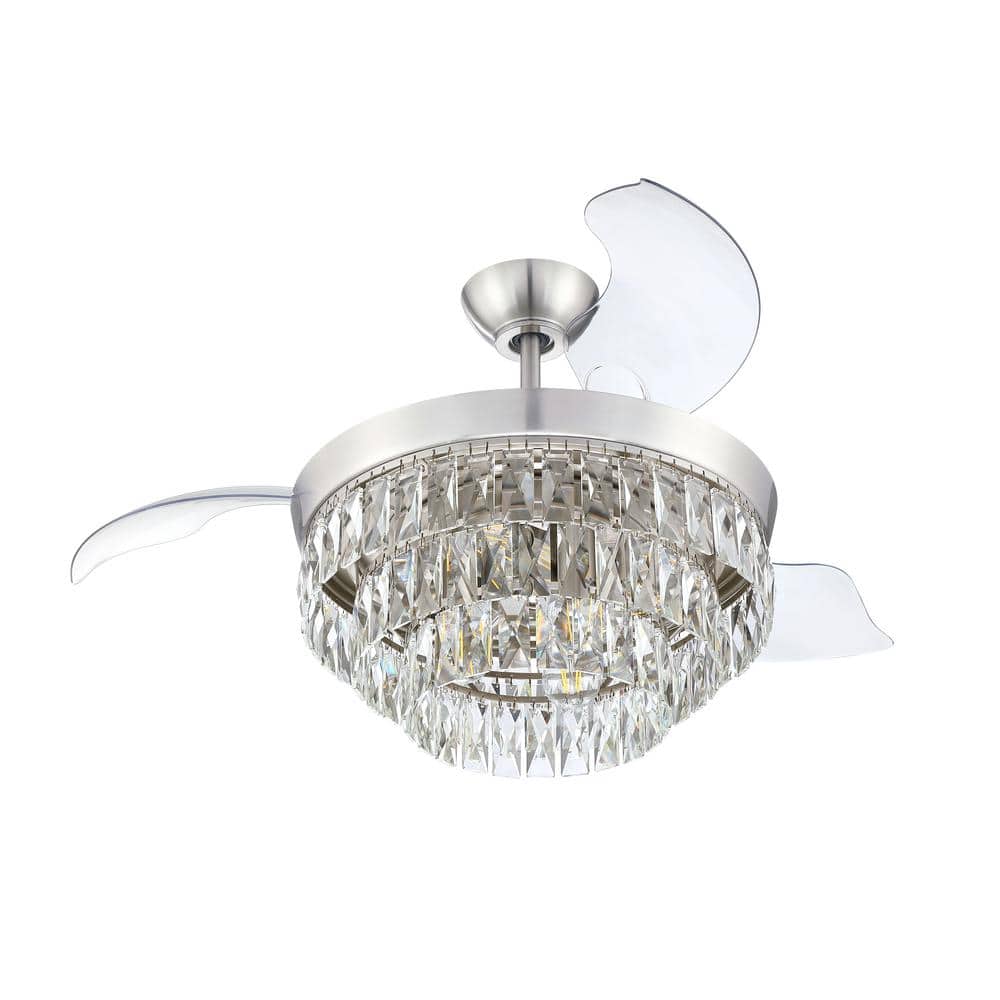 Sofia 42" Brushed Nickel Ceiling Fan with Clear Acrylic Blades and LED Light