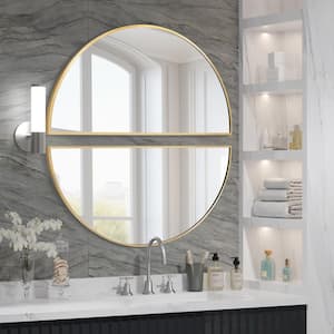 20 in. W x 40 in. H Half Circle Gold Aluminum Alloy Framed Decorative Wall Mirror (2-Pieces)