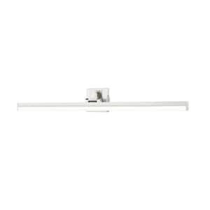 Liam 40 in. 2-Light Brushed Nickel Integrated LED Vanity Light with Frosted Plastic Shade