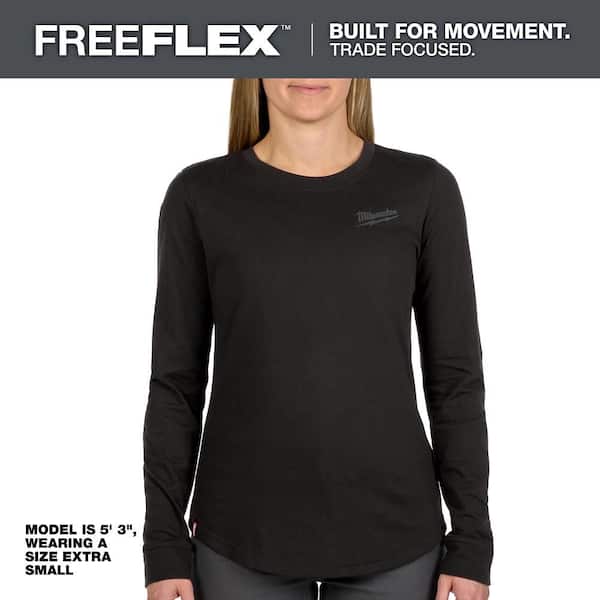 Women's Large Black FREEFLEX Long Sleeve Hybrid Work T-Shirt