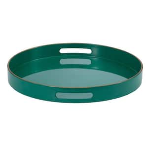Green Round Tray with Cutout Handles