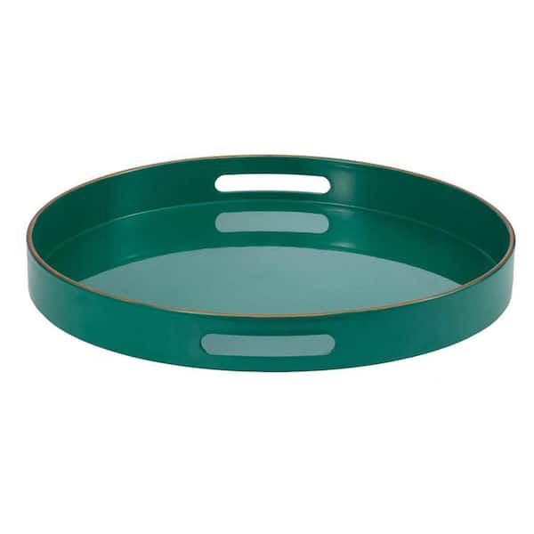 Green Round Tray with Cutout Handles