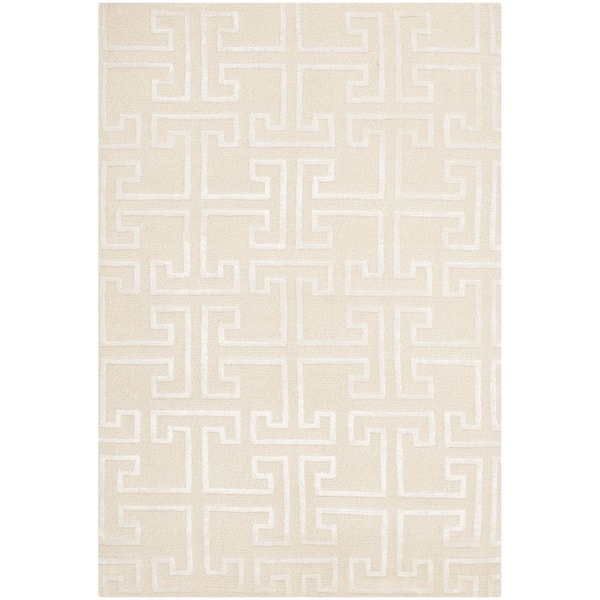 Tibetan 2 ft. x 3 ft. Ivory/White Modern Geometric Area Rug