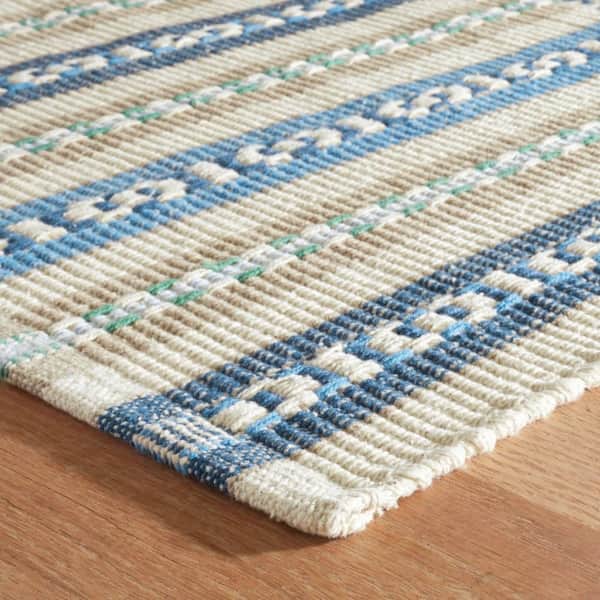 10 ft. x 14 ft. Indigo Long Slade Handwoven Cotton Indoor Area Rug