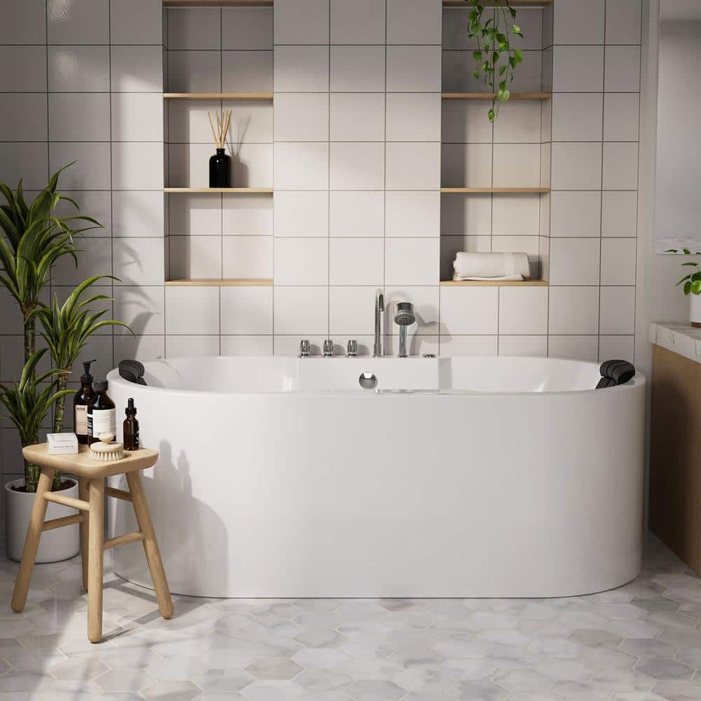 Empava Modern 67'' x 30'' Alcove / Tile In Acrylic Bathtub with Faucet