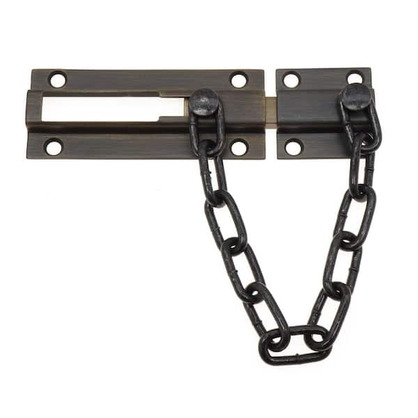 Solid Brass Chain Bolt Guard in Antique Brass