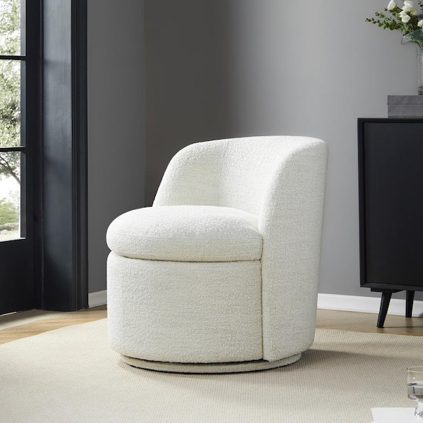 Spruce & Spring Eros Cream Fabric Swivel Accent Chairs