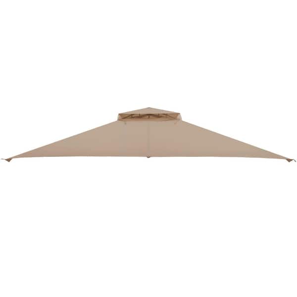 Costway 10 ft. x 12 ft. Patio Gazebo Replacement Top Cover 2-Tier Canopy CPAI-84 Outdoor Brown