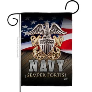 13 in. x 18.5 in. US Navy Semper Fortis Garden Flag Double-Sided Readable Both Sides Armed Forces Navy Decorative