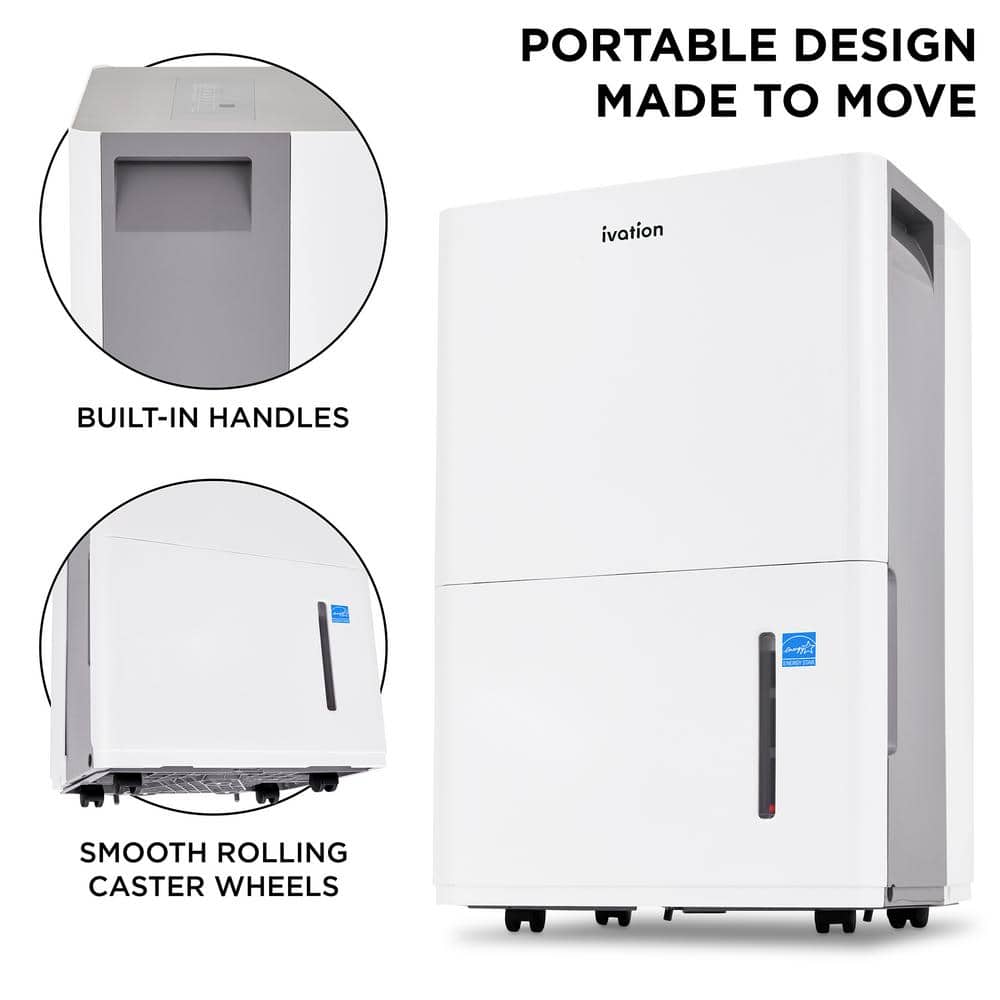 Ivation 4,500 Sq. Ft White Energy Star Dehumidifier with Pump