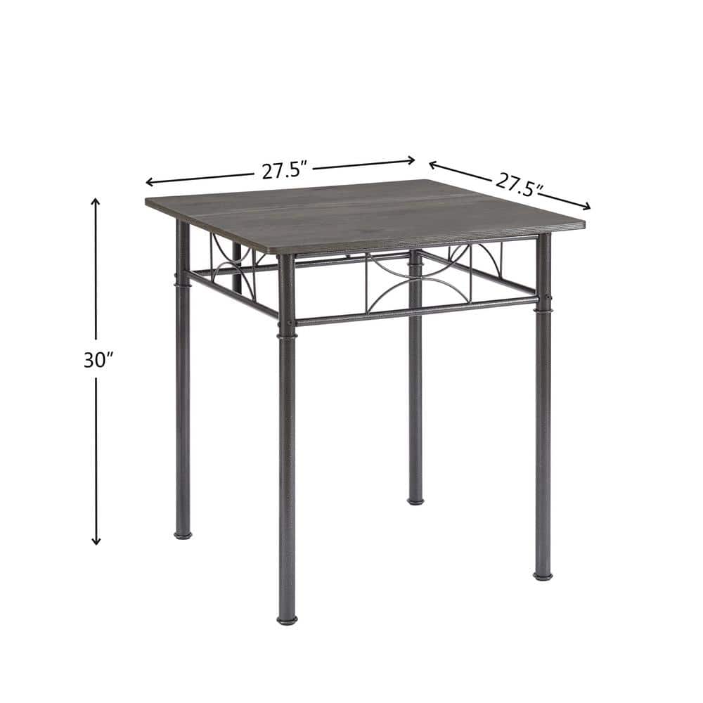 Gray Metal and Wood 3-Piece Square Dining Set