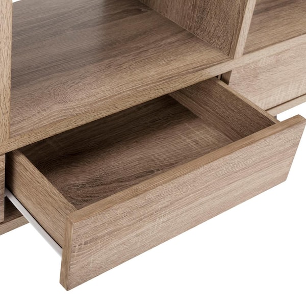 Marina 35.4 in. Brown/Black Wood 8-shelf Bookcase
