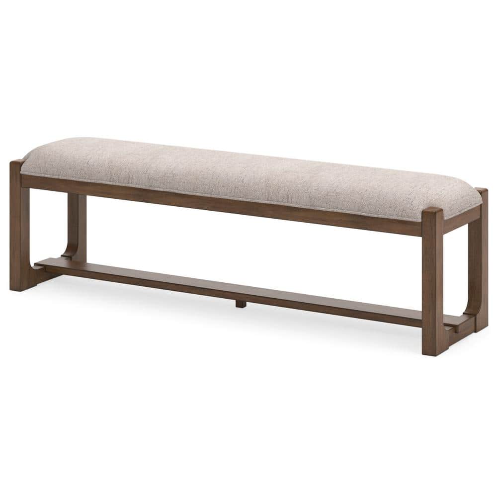 Cabalynn Light Brown Upholstered Dining Bench with Hardwood Frame