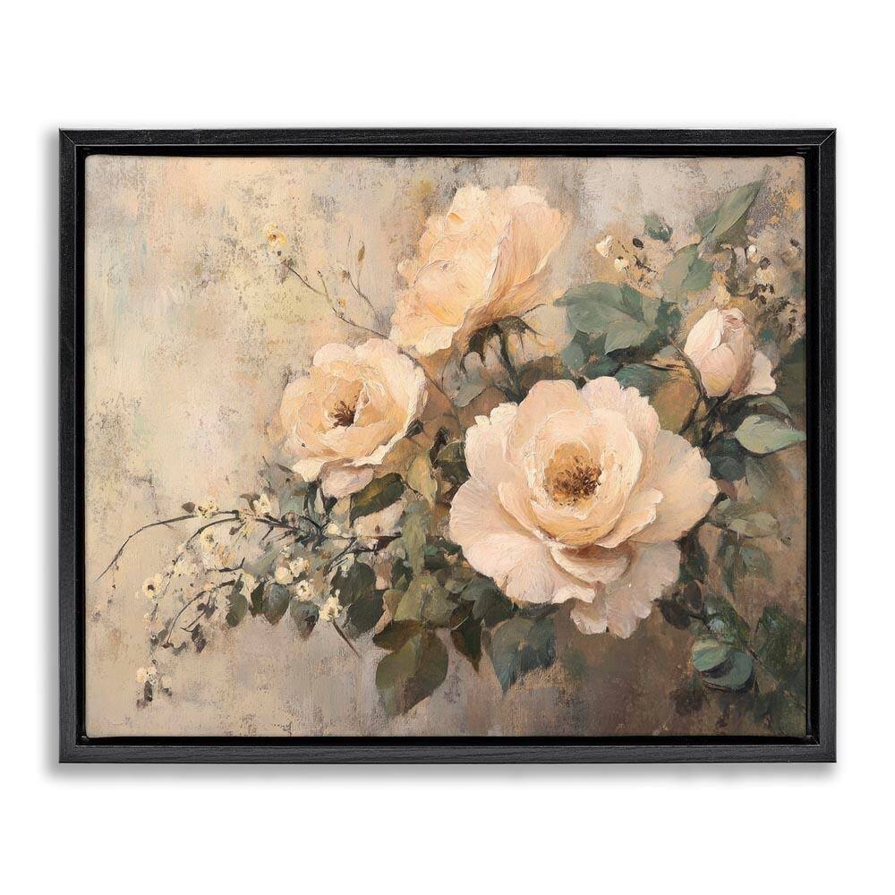 Blush Roses Blooming by Petal Prints Design Black Floater Frame Nature Graphic Art Print 17 in. x 21 in. price history on PriceWatchPro