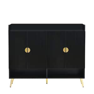 47.2 in. W x 15.70 in. D x 39.4 in. H Black Linen Cabinet with Doors, 11-Tier Shoe Storage Cabinet