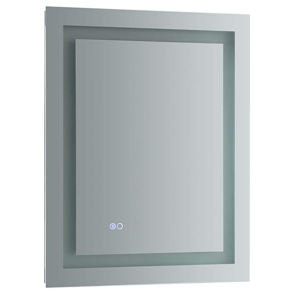 Sleek 24"x30" Transitional LED-Lit Frameless Vanity Mirror