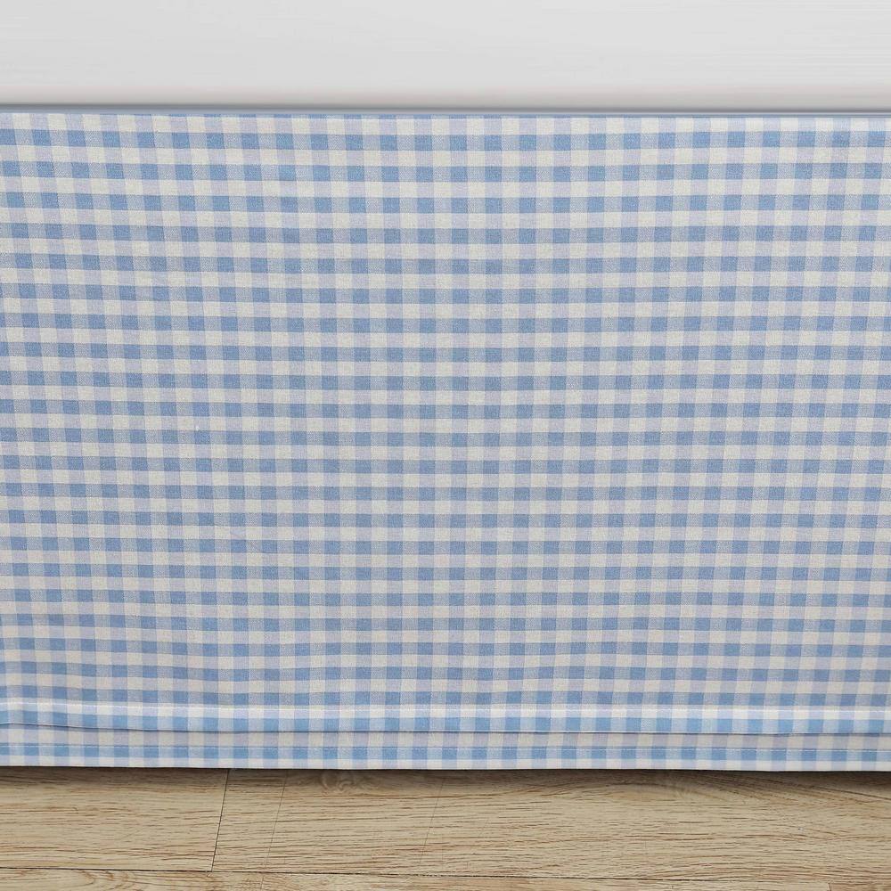 Hedy Blue and White Cotton Twin Bedskirt with Bow Ties