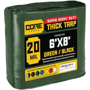 6 ft. x 8 ft. Green/Black 20 Mil Heavy Duty Polyethylene Tarp, Waterproof, UV Resistant, Rip and Tear Proof