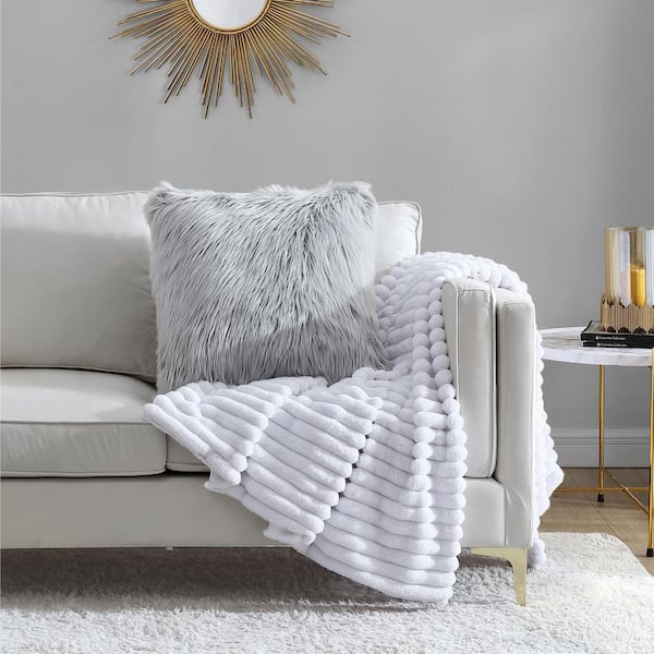 White fluffy couch online pillows