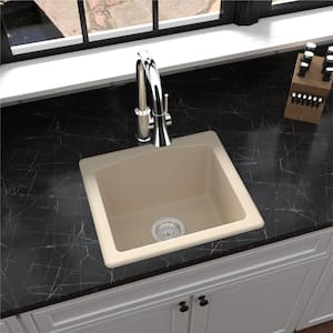 Quartz Composite 18 in. Single Bowl Drop-in or Undermount Kitchen Sink in Bisque