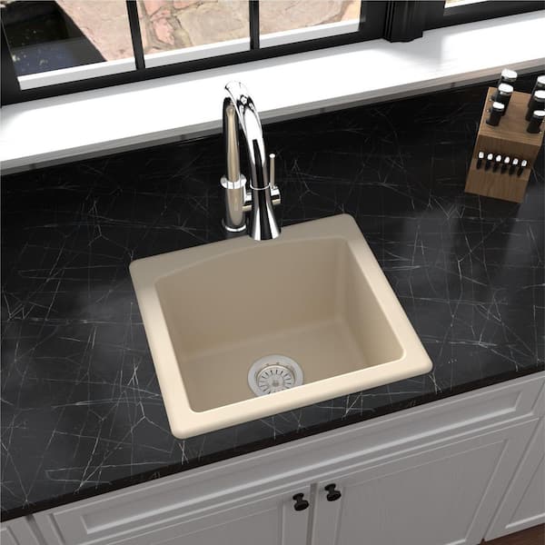Karran Quartz Composite 18 in. Single Bowl Drop-in or Undermount Kitchen Sink in Bisque