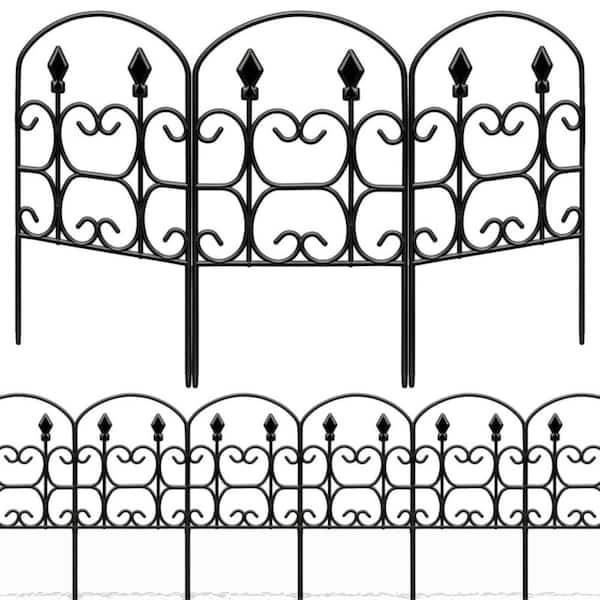 24in(H) x 10.83ft(L) No-Dig Metal Garden Fence,10-Pack Heavy Duty Arched Border for Flower Beds,Dog Yard&Patio
