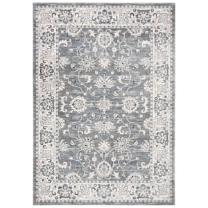 Isabella Gray/Cream 5 ft. x 8 ft. Speckled Floral Border Area Rug