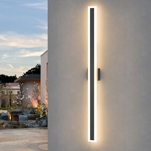 47.2 in. 1-Light Black Modern Linear Integrated LED Indoor/Outdoor Wall Sconce