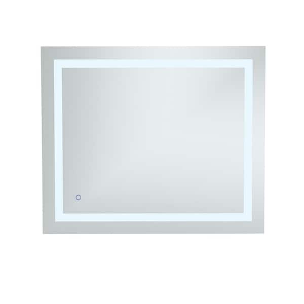 Unbranded Timeless Home 30 in. W x 36 in. H Rectangle Frameless Silver LED Mirror