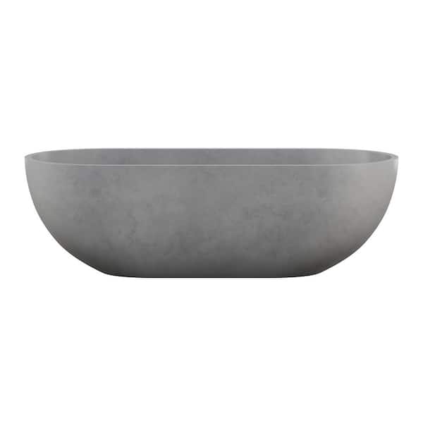 Claire 60" Freestanding Concrete Bathtub in Gray, Drain Included