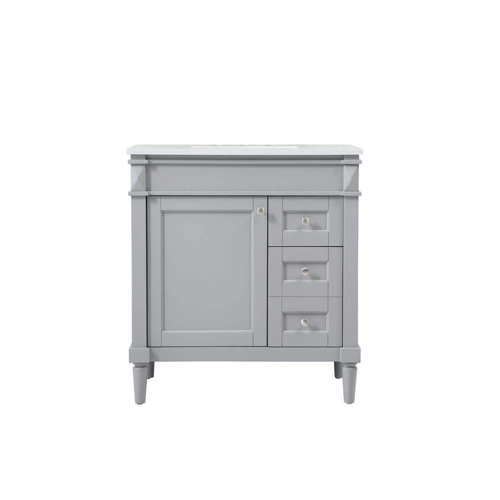 Simply Living 32 in. W x 21 in. D x 35 in. H Bath Vanity in Grey with Ivory