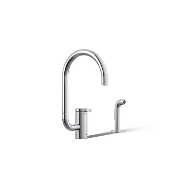 Components 1 Handle Deck Mount Standard Kitchen Faucet in Polished Chrome